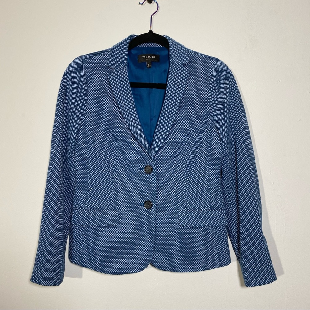 Talbots Petites Blue Textured Blazer